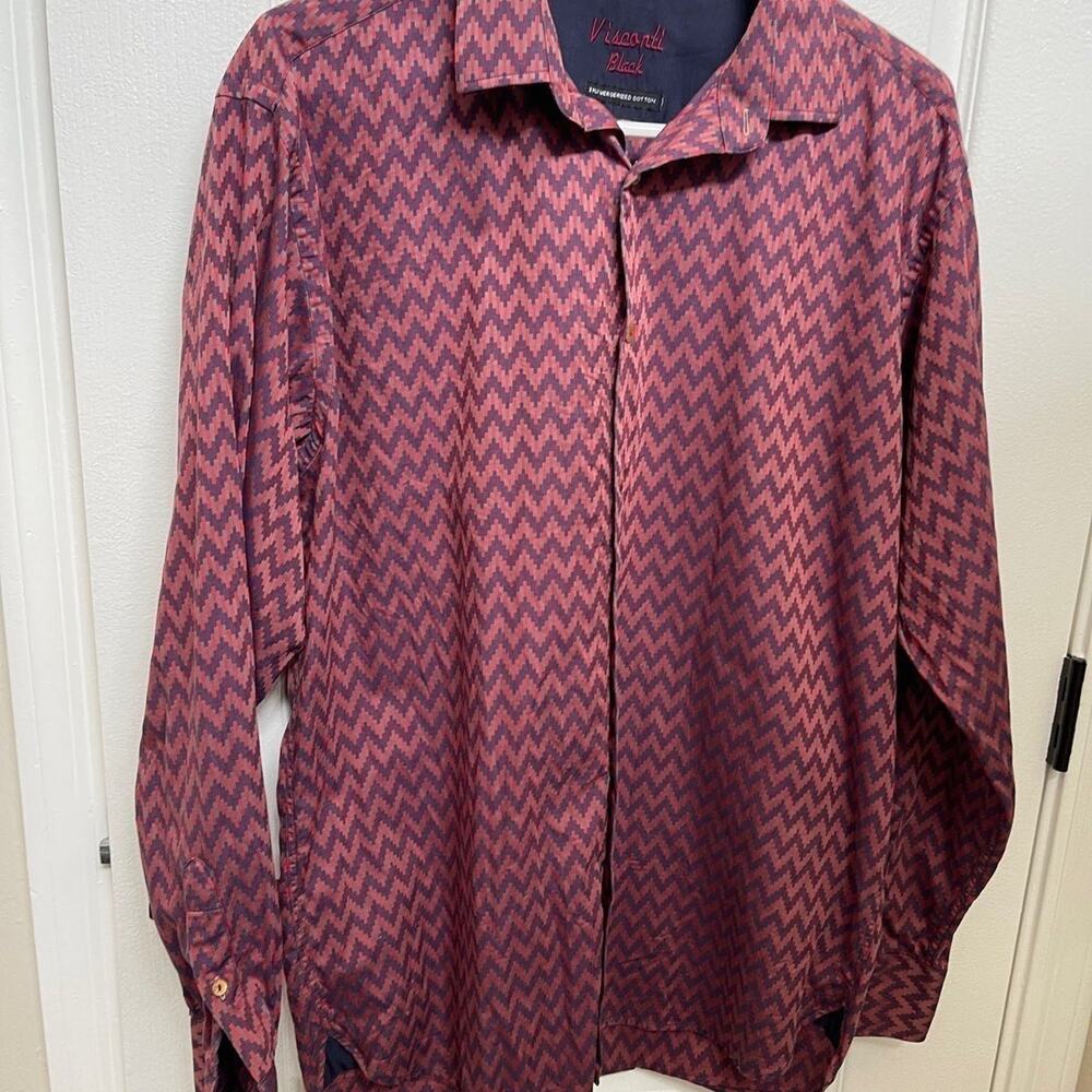 Luchiano Visconti Black  Mens Dress Shirt  Designer Sz L